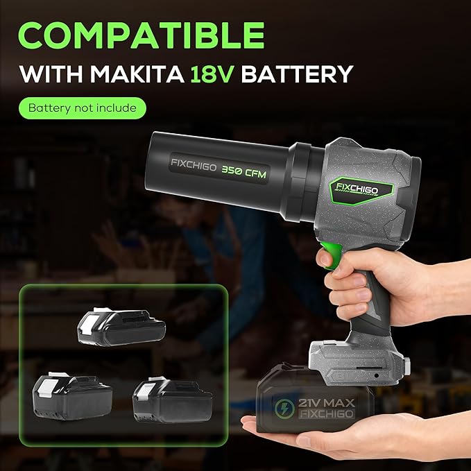 Cordless Leaf Blower for Makita 18V Battery, Variable Speed Turbo Blower, Brushless Handheld Leaf Blower for Lawn, Garage, Snow, Patio, Gray (No Battery/Charger)