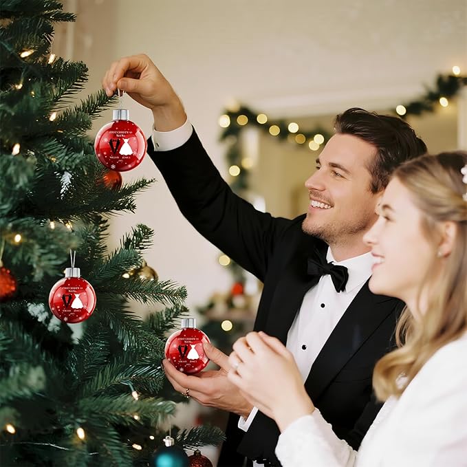Personalized First Christmas Married Ornament 2025 - Custom Name Christmas Balls, Our First Xmas as Mr and Mrs Christmas Ornament - Bridal Shower Gift, Marriage Gifts, Wedding Gifts for Couples