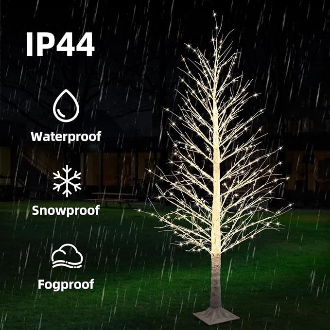 6FT 696LED Christmas Birch Tree Warm White Lights with Twinkle, LED Lighted Tree for Indoor Outdoor Home Party Decorations