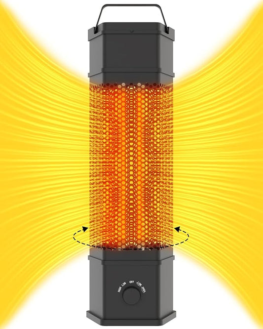 Electric Patio Heater Outdoor Indoor Use, 360¡ÆAll-round Heating, 1500W Infrared Tower Heater, Tip-Over & Overheat Protection Portable Space Heater for Large Room, Backyard, Home