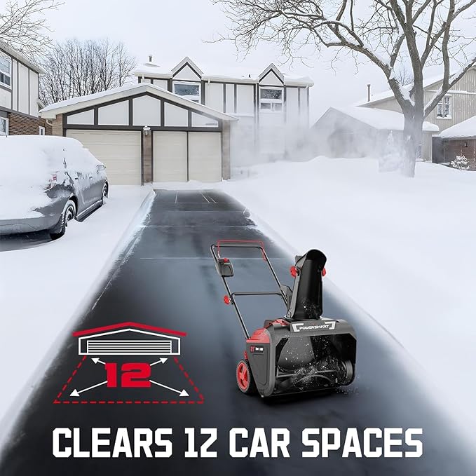 PowerSmart 40V Cordless Snow Blower, 21'' Cleaning Width/6'' Cleaning Depth Snow Blower with LED Light & 30 FT Throwing Distance, Battery and Charger Included,Perfect for Driveway,Garden, Deck,Garage