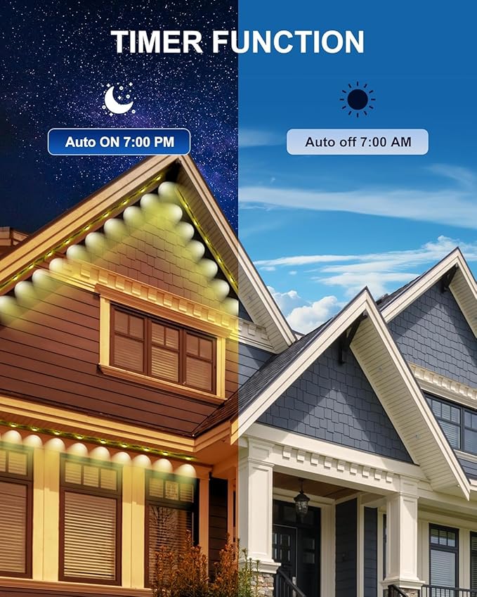 Permanent Outdoor Lights, Smart Outdoor LED String Lights,Christmas Lights RGB Color Changing,Scene Modes, IP67 Waterproof, App Control,Holiday, Party,Christmas Decorations