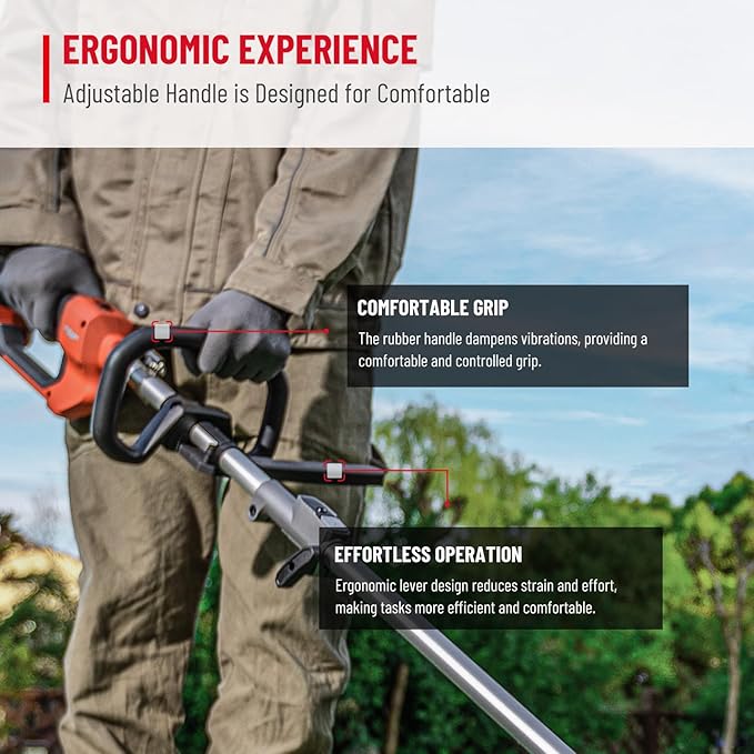 Powerful String Trimmer & Edger - 15-Inch Telescopic Carbon Fiber Straight Shaft Cordless Weed Wacker with Wrench and Shoulder Strap (Tool Only)