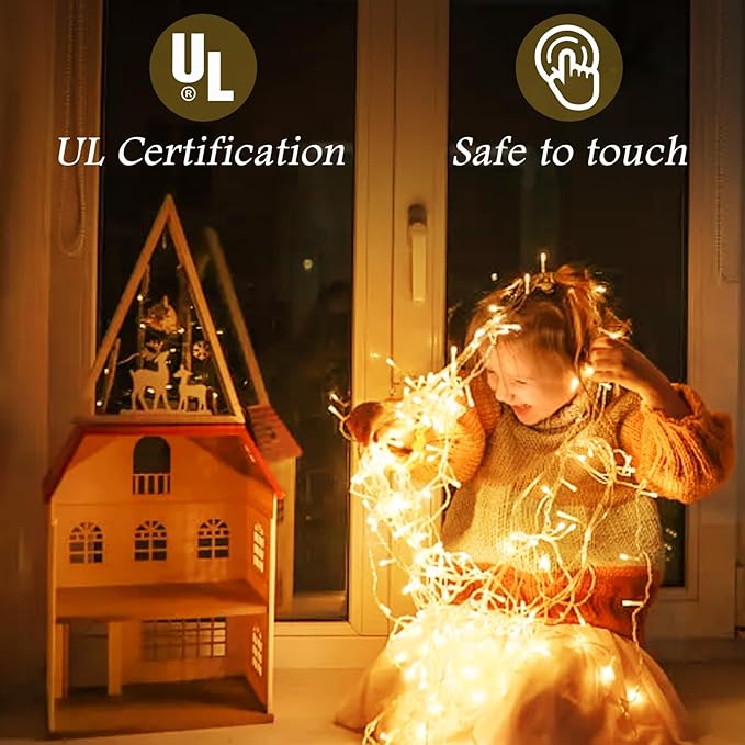 65FT 640 LED Christmas Lights Outdoor - Plug in Waterproof String Lights for Outside with 120 Drops & 8 Modes, Icicle Twinkle Curtain Lights for Holiday, Party, Garden, Patio Decor(Warm White)
