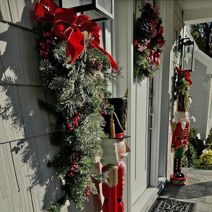 Haute Decor Classic 3 Foot Pre-lit Artificial Fir Christmas Swag, 30 Warm White LED Lights, Indoor/Outdoor Use, Lighted Holiday Decoration, Battery Operated with Automatic Timer