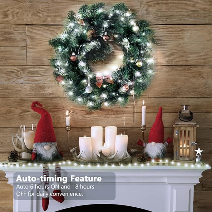 Battery Operated String Lights (2 PACK), 16.5ft 50 LED Twinkle Fairy String Lights Battery Powered with Auto Timer for Indoor Outdoor Christmas Trees Wreath Decoration Party Bedroom Garden- Cool White
