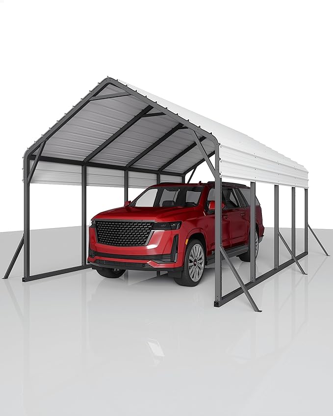GarveeLife 13 ft x21 ft x11 ft Oversized Metal Carport, Steel Heavy Duty Car Ports for All-Weather, Tall Carport for Full-Size Pickup Trucks, Boats, and Tractors, N.W. 660 LBS