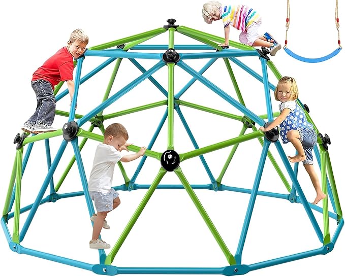 Easyego Climbing Dome, 10FT Jungle Gym with Swing for Kids 3 to 10 Outdoor Play Equipment, Supports 800lbs Toddler Play Set, Anti-Rust & Easy Assembly, Gift for Boys Girls