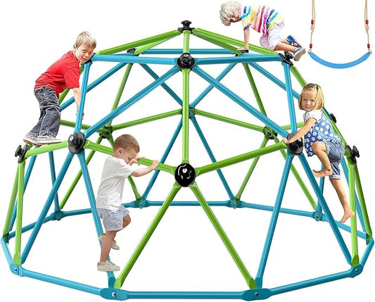 Easyego Climbing Dome, 10FT Jungle Gym with Swing for Kids 3 to 10 Outdoor Play Equipment, Supports 800lbs Toddler Play Set, Anti-Rust & Easy Assembly, Gift for Boys Girls
