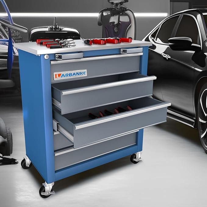 LARBANKE 5-Drawer Rolling Tool Chest,Locking Metal Tool Cabinet with Drawer Liners,Non-Slip Pearl Cotton Mat,360¡Æ Wheels for Easy Move,Can be Used in Combination with The Seven-Drawer Tool Cabinet