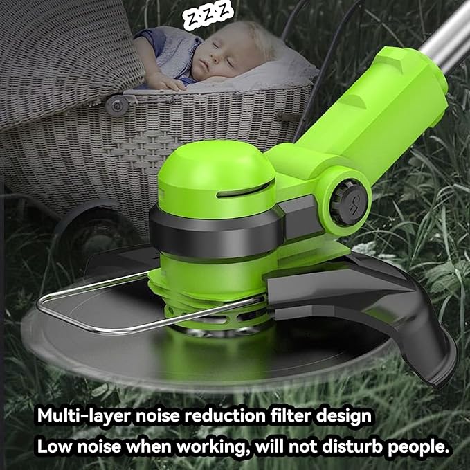 Electric String Trimmer Cordless with 20V Battery Powered 12-inch Lawn Mover & Edger Lawn Tool with Charger, Powered Grass Trimmer with 4pcs Spools and 2 Spool Covers Line for Yard and Garden, Green