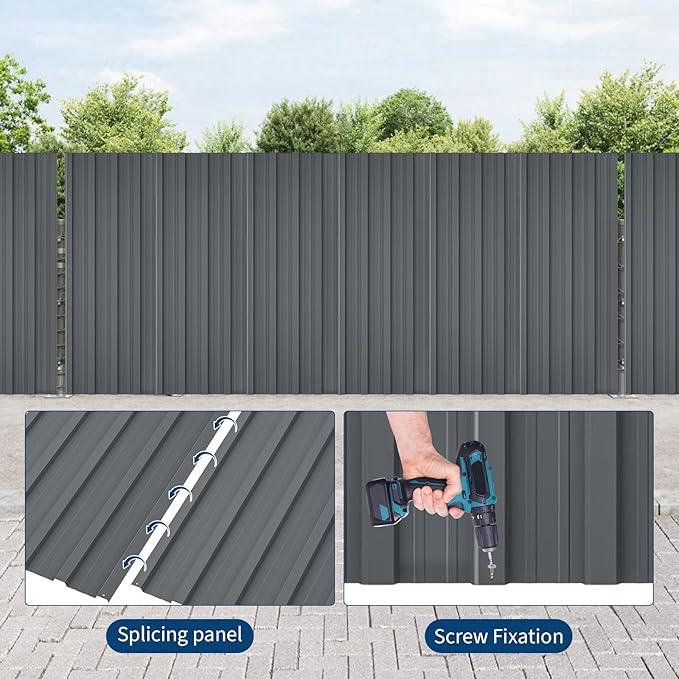 20Pcs Metal Roofing Panels for Carport, Heavy Duty Metal Carport Kits, Galvanized Steel Corrugated Panels, for Patio Outdoor Garden, 60.63 in x 16.77 in
