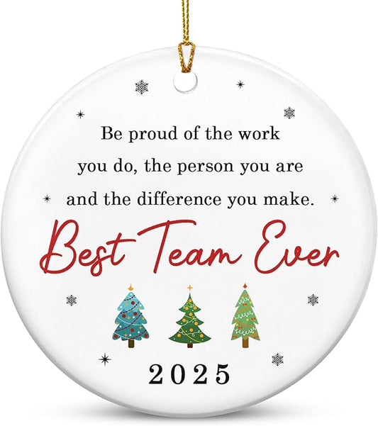 OASSIE Christmas Team Gifts for Employees - Ceramic Christmas Tree Ornaments 2025 - White Elephant Appreciation Gifts for Team Coworker Office Group Boss Friend