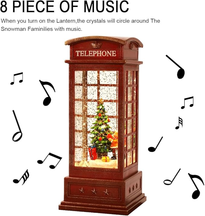 Christmas Snow Globe Lantern Christmas Decorations, Xmas Gifts Christma Vintage Home Decor Indoor,Sparkling with Music 6H Timer, Holiday Party Gifts (Snow Globe Tree)