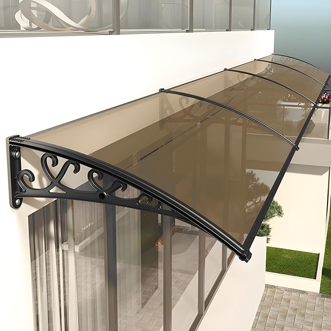 Patio Awning Canopy for Doors & Windows - Polycarbonate UV Rain Snow Shield, Weatherproof Outdoor Overhang Cover with Hollow Sheet Design, Entryway Protection