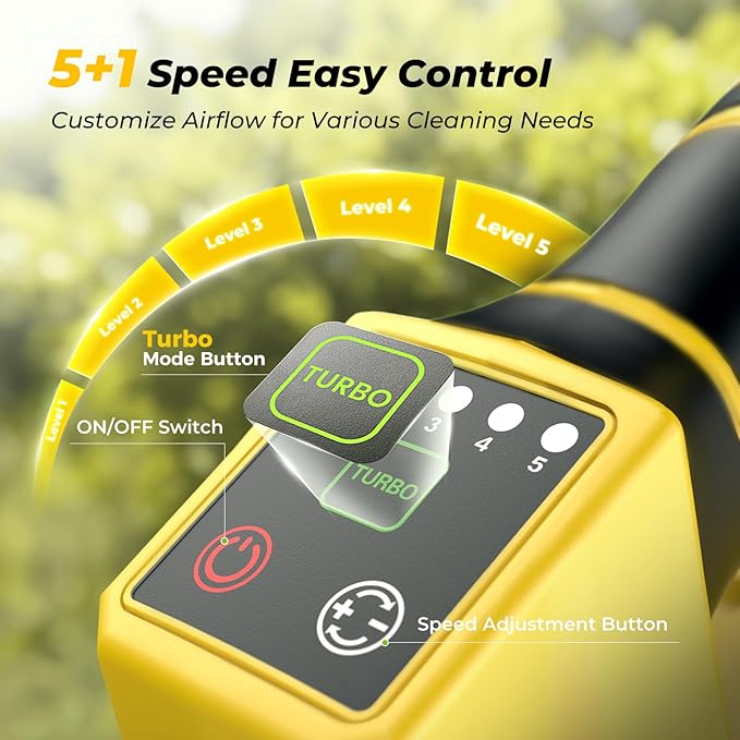 Leaf Blower Cordless, 5-Speed Leaf Blowers with 2 x 4.0Ah Batteries and Turbo Mode, Lightweight Grass Blower Snow Blowers for Lawn Care, Patio, Yard, Blows Leaves, Snow and Dust