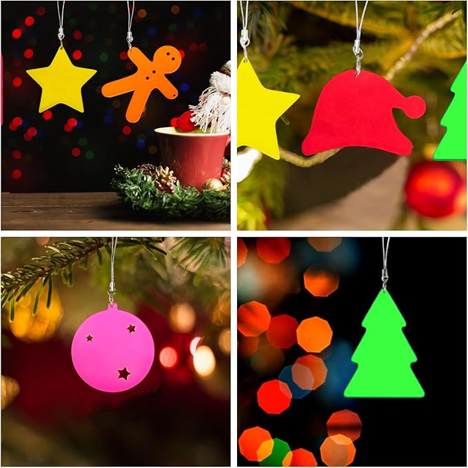 24Pcs 2026 Christmas Ornaments Decorations, Trends Acrylic Christmas Pendants for Tree, Include Snowflake/Candy Cane/Santa Hat/Gingerbread Man/Star/Round Ball/Snowman/Tree