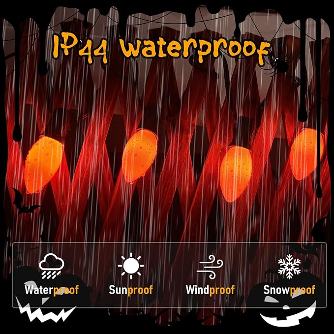 C9 LED Orange Halloween String Lights 25Ft Outdoor Christmas Decorations Lights with 26 LED Shatterproof Orange Bulbs, Hanging Christmas Lights for Outdoor Patio Roofline Backyard Party Garden Lawn