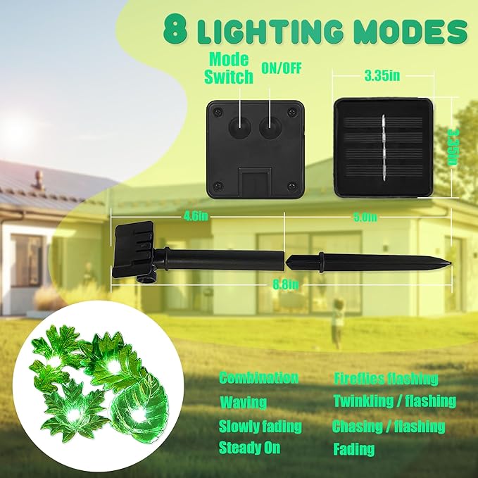 Twinkling Leaf Oasis Vine Lights 14ft Solar String Lights with 40 LED Artificial Ivy Vines Greenery Garland, Fake Hanging Plants for Bedroom Outdoor Decor, Solar Lights for Garden