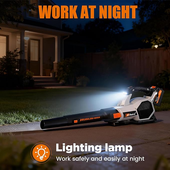 Leaf Blower Cordless, 675CFM Electric Leaf Blowers with 2 x 7.8Ah Batteries and Charger, 3- Speed & Turbo Mode, Equipped with LED Lighting, 1 x Shoulder Strap, Blowers for Lawn Care - SL9501