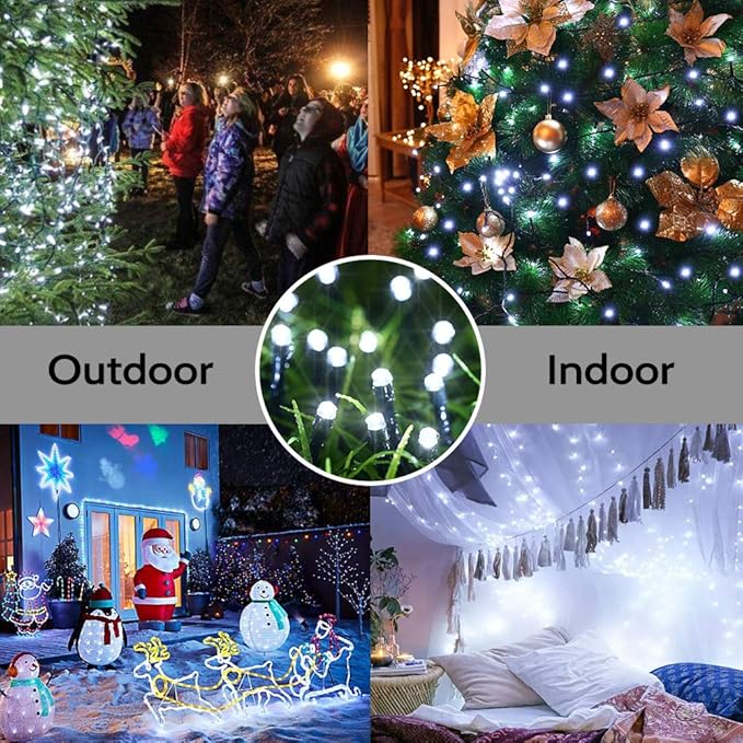 Toodour Christmas Lights Outdoor, 213ft 600 LED String Lights, Timer, Waterproof 8 Modes Outdoor Christmas String Light - Twinkle Light for Tree Home Garden Yard Wedding Party Xmas Decor(White)