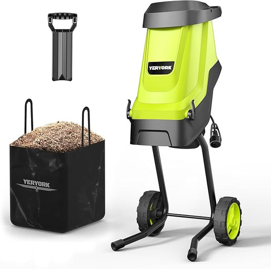 Wood Chipper, 15-Amp 1.8 Cutting Diameter Electric Wood Chipper & Shredder with 50L Collection Bag, Efficient Mulcher for Easy Clean up Ideal for Yard Waste and Branches
