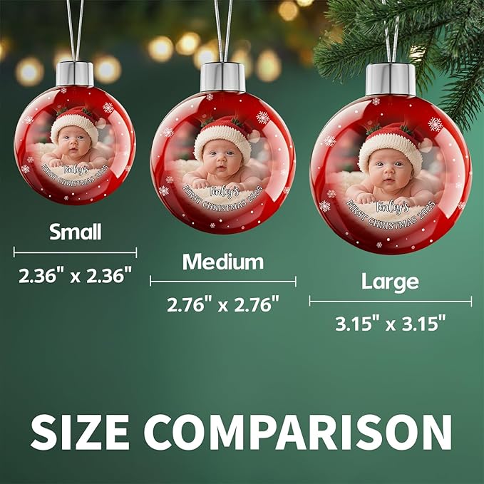 Personalized Babys First Christmas Ornament 2025 Girl Boy - Custom Christmas Balls, Xmas Newborn Gifts Keepsake Babys 1st Year Ornaments, Elegant Christmas Decor for New Parents