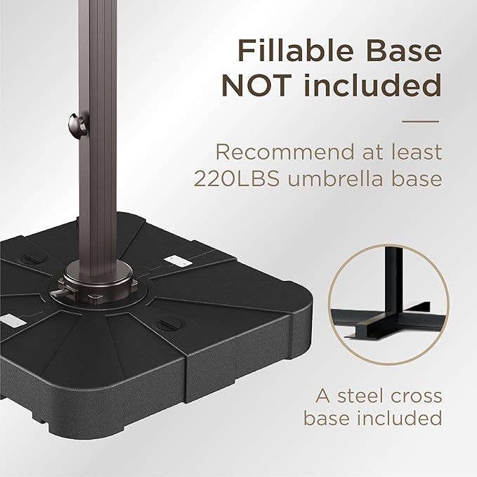 10' X 13' Patio Umbrella Outdoor Large Rectangle Offset Cantilever Umbrellas Double Top Heavy Duty Windproof with 360-degree Rotation for Pool Garden Deck, Beige