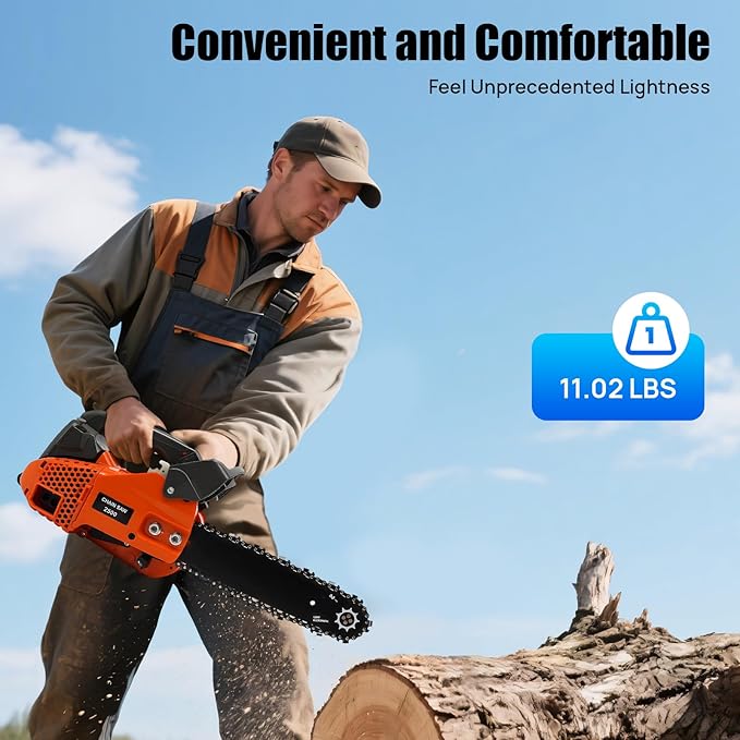 12Inch Top Handle Gas Chainsaw 25.4cc 2-Stroke Petrol Handheld Cordless Chain Saw Portable Chain Saws with Quick Start for Professional Tree Wood Cutting, Sack Sawing, Green Pruning