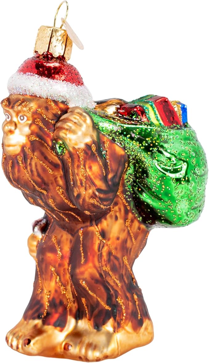 Old World Christmas Santa Sasquatch Glass Blown Ornament for Christmas Tree, Handcrafted Holiday Decoration, Santa Collection