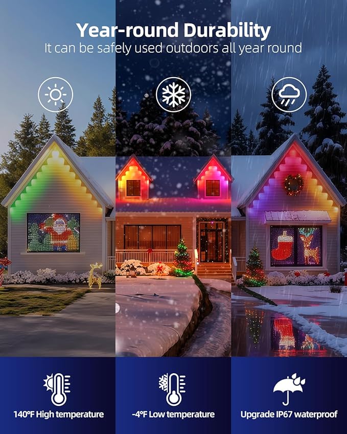 oneup 250FT Permanent Outdoor Lights, Smart RGB Outside Light with 16 Million Colors,App & Voice Control, Music Sync, Waterproof Eaves Lights for Garden House Christmas Patio Decor