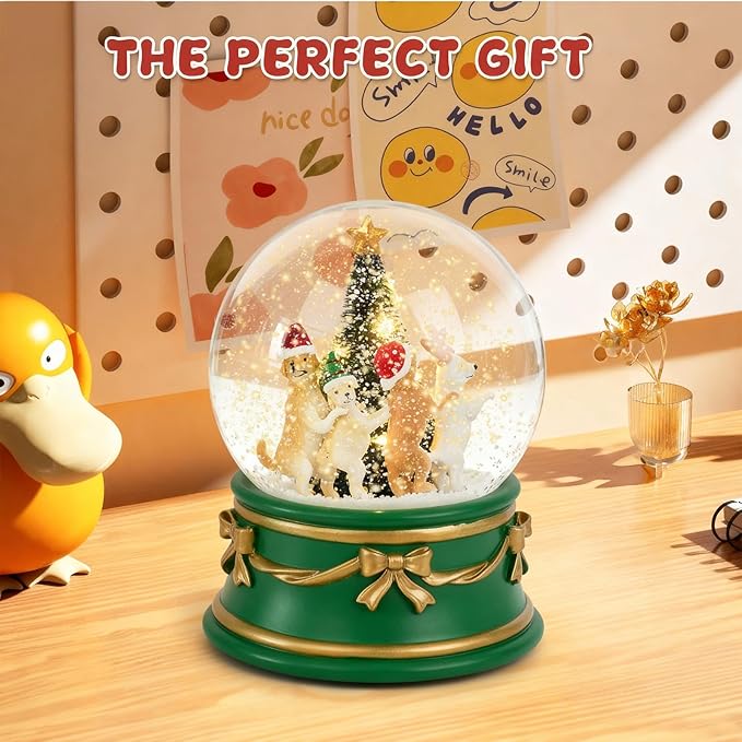 Snow Globe Dogs Party/Christmas Tree Snowglobe with LED Birthday Party Decorations Creative Collectibles (GPY6430-120MM)