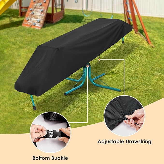 Teeter Totter Cover, Outdoor Waterproof Accessories for Kids Spin Seesaw Teeter Totter Heavy Duty Playground Equipment Cover - Black 77L x 12W x 13H