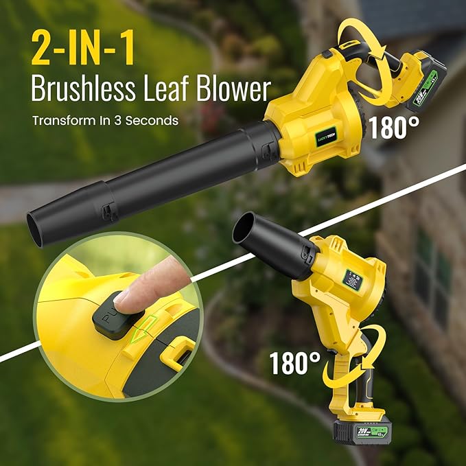 Leaf Blower Cordless, 680CFM Leaf Blowers with 2 x 4.0Ah Batteries & Charger, 5-Speed Brushless Motor, Lightweight Snow Blower Grass Blowers for Lawn Care, Patio, Yard, Blows Leaves, Snow