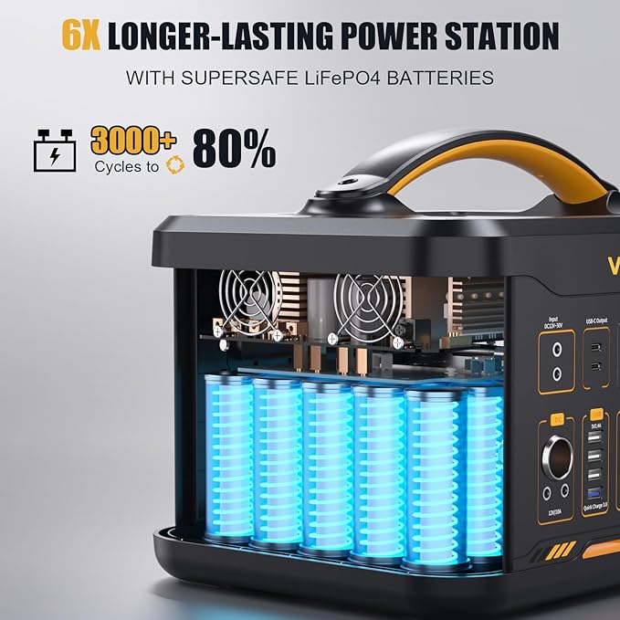 VTOMAN Jump 1800 Portable Power Station with Jumper Cables, 1548Wh LiFePO4 Battery Solar Generator & Car Jump Starter, 1800W 3xAC Outlets, 2xPD 100W Type-C, Large Capacity for Camping Roadside Rescue