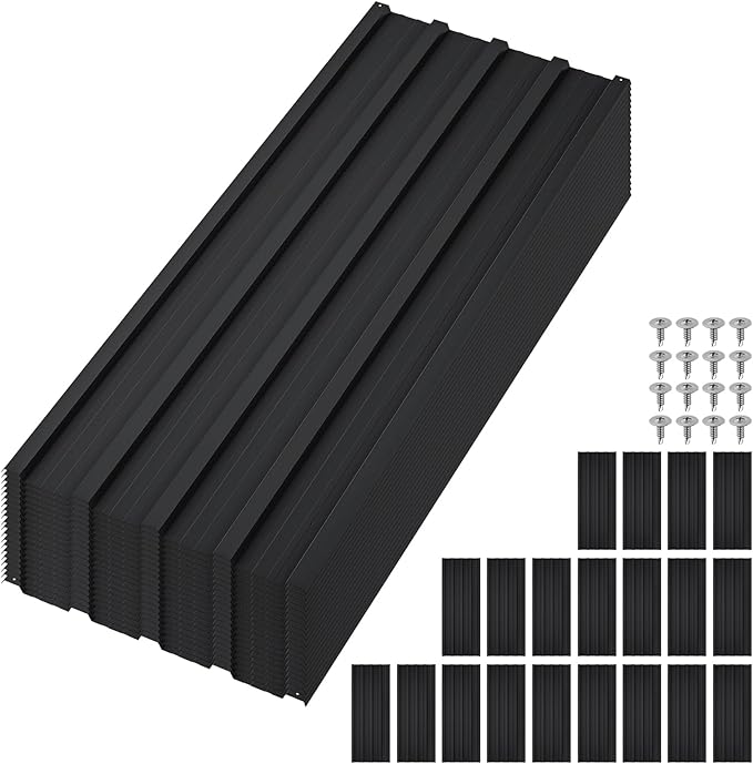 20Pcs Metal Roofing Panels for Carport, Heavy Duty Metal Carport Kits, Galvanized Steel Corrugated Panels, for Patio Outdoor Garden, 42.52 in x 16.77 in