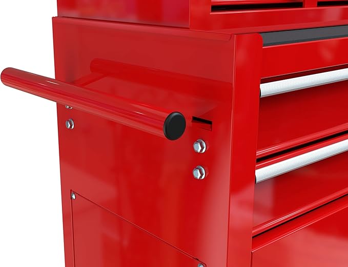 High Capacity Rolling Tool Chest with Wheels and 8 Drawers,Metal Storage Tool Cabinet W/Mobile Case,Pull Handle,4 Hooks,for Workshop Mechanics Garage,Red