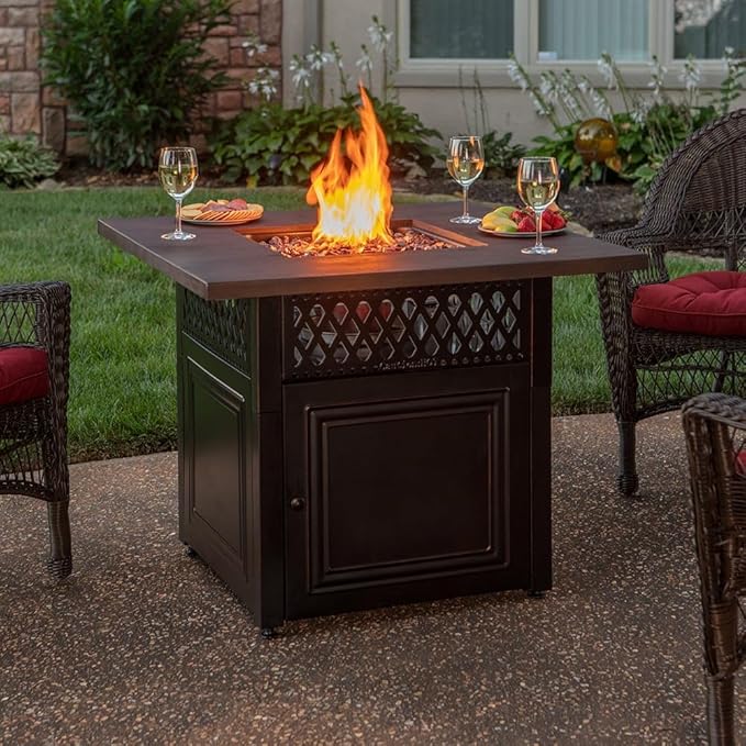 DualHeat by Endless Summer, The Donovan, 38 Square Propane Gas Outdoor Fire Pit Plus Patio Heater