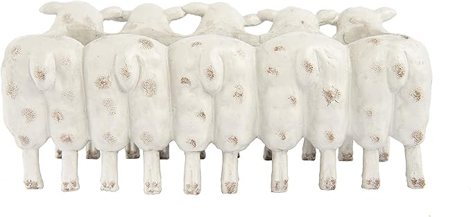 Creative Co-Op Resin Sheep Planter with Distressed Finish, White