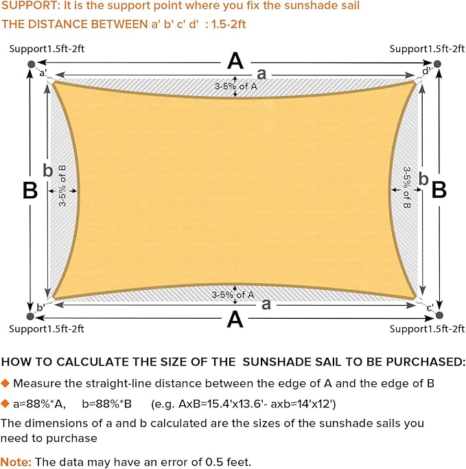 Artpuch Sun Shade Sail, 16'X20' Sand Rectangular, Curved Edged Commercial Grade 185GSM Permeable Outdoor Shade Cloth for Deck, Backyard, Patio (Custom Sizes Made)