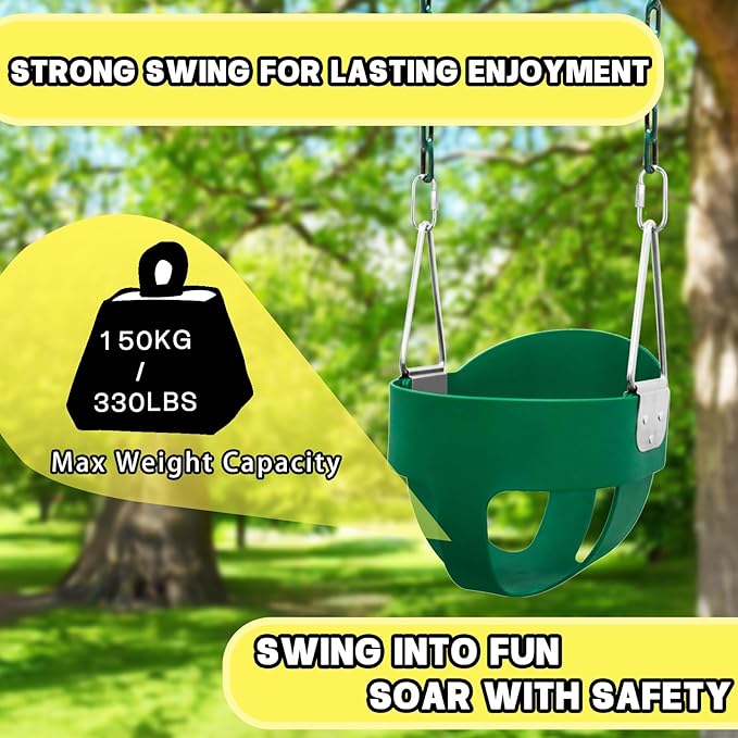 Toddler Swing Set for Outside - High Back Full Bucket Seat with 4 Hanging Straps and Hooks for Kids, Infants, Baby - Outdoor Tree Swing