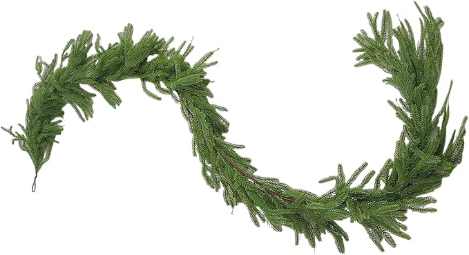 Norfolk Pine Christmas Garland - Real Touch Pine Garland, Green Artificial Greenery Garland for Holiday, Fireplace, Mantle, Window, Stairs, Indoor, Outdoor Décor (180cm - Standard)