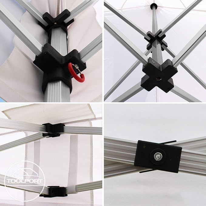 TOOLPORT 10x15 ft PES 800 Pop up canopy PROFESSIONAL Aluminium 1.6 in., Red