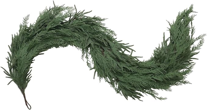 Jutom 1 PCS 6 ft Realistic Christmas Garland - Artificial Mix Norfolk Cypress Pine Needles Faux Green Garland Decorations for Table Mantel Winter Holiday, Indoor & Outdoor Decor