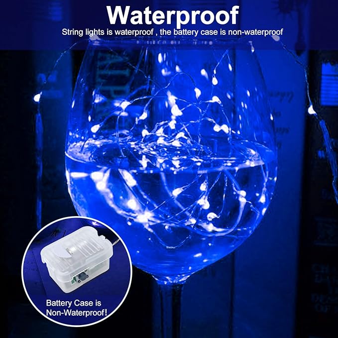 AIKEI 12 Pack LED Fairy Lights Battery Operated, String Lights Waterproof 7 Feet 20 Led Firefly Starry Lights for Wedding Party Bedroom Garden Christmas Decoration Blue