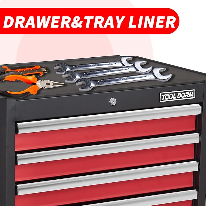 Upgrade 7-Drawer Rolling Tool Chest with Locking Wheels & Drawers, 18.5 D x 27.9 W x 39.5 H Mobile Tool Storage Cabinet, Heavy-Duty Garage Organizer w/Ergonomic Handle