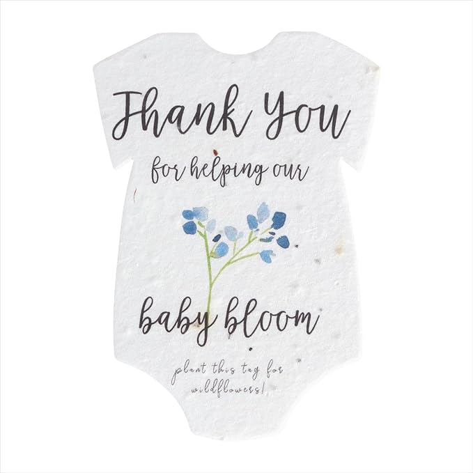 Onesie Seed Paper – 15Pcs Blue Baby Shower Favors for Guests with Wildflower Seeds, Writable & Plantable, Baby Shower Gifts for Guest