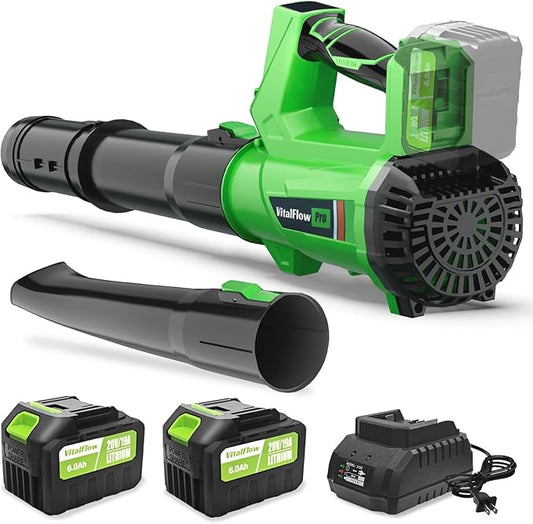 Cordless Leaf Blower with 2¡¿ 6.0Ah Batteries and Charger, 540CFM/170MPH Battery Powered Leaf Blower, 6 Speeds, Lightweight Electric Leaf Blowers for Lawn Care, Patio, Dust and Leaves Cleaning 2025
