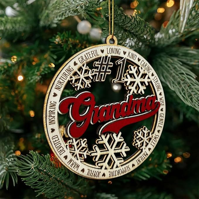 #1 Grandpa Christmas Ornament – Wooden Christmas Tree Hanging Decoration – Best Grandpa Gift, Rustic Holiday Ornament, Stocking Stuffer for Grandfather, Family Keepsake