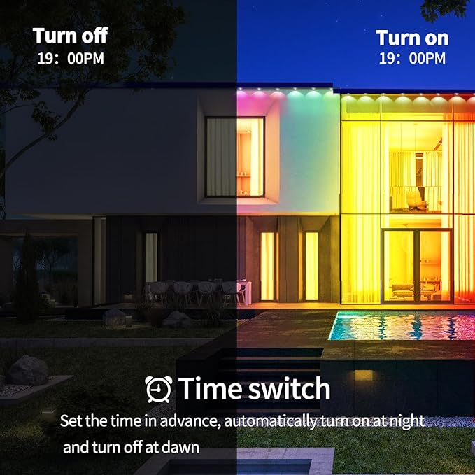 295ft permanent outdoor light, RGB Smart outdoor eave lights with APP & Remote Control,timed Music synchronisation IP67 waterproof LED eave light,suitable for party,Halloween,Christmas,rooftop,garden
